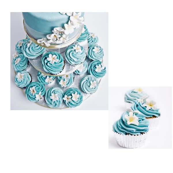Blue Frangipani Wedding cupcake