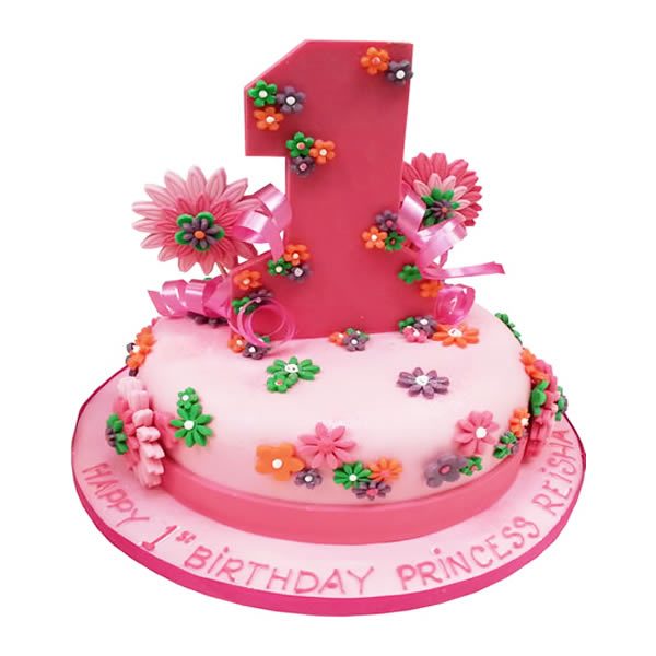 Floral First Birthday Cake