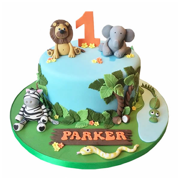 Jungle Theme Cake | 1st Birthday Cake | Best Designer Cake in Bangalore –  Liliyum Patisserie & Cafe