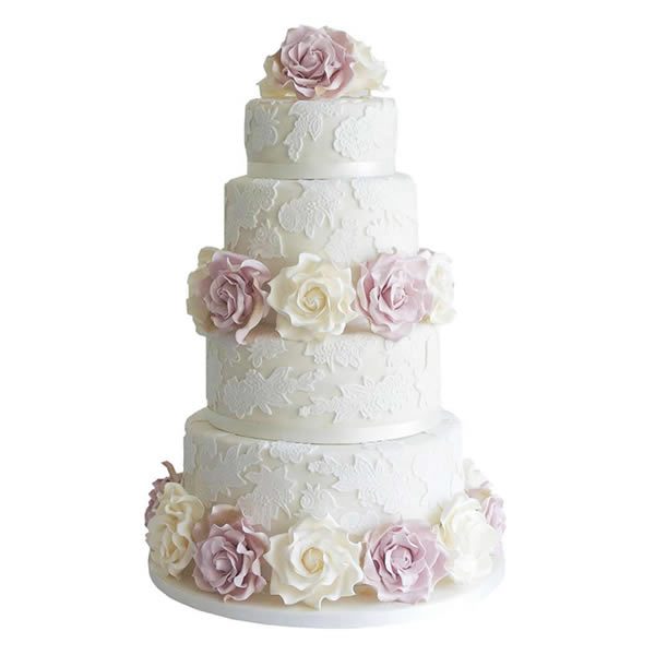 Lace Rose Wedding Cake
