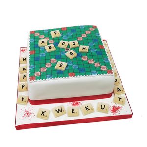 Scrabble Birthday Cake